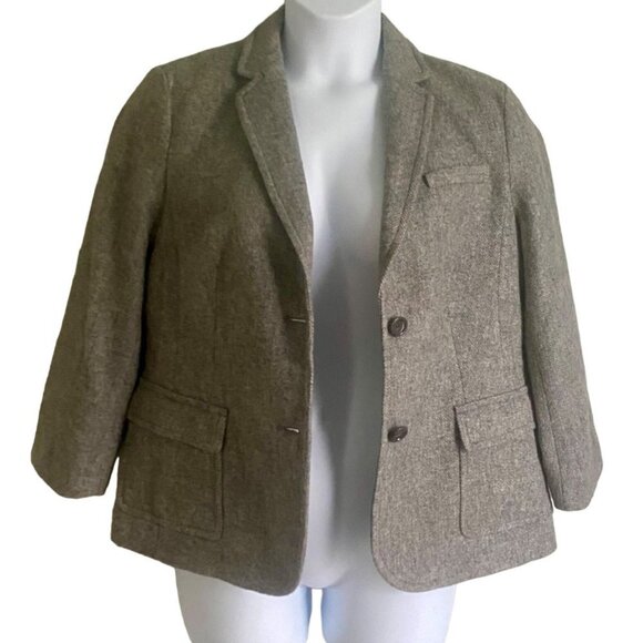 Talbots Gray Wool Blend 2 Button Lined Jacket Blazer Pockets Women's Size - Picture 3 of 11